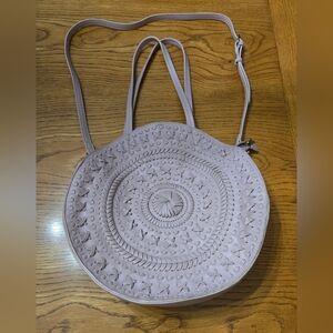 Anthropologie Round Cutout Crossbody Bag - Light Blush